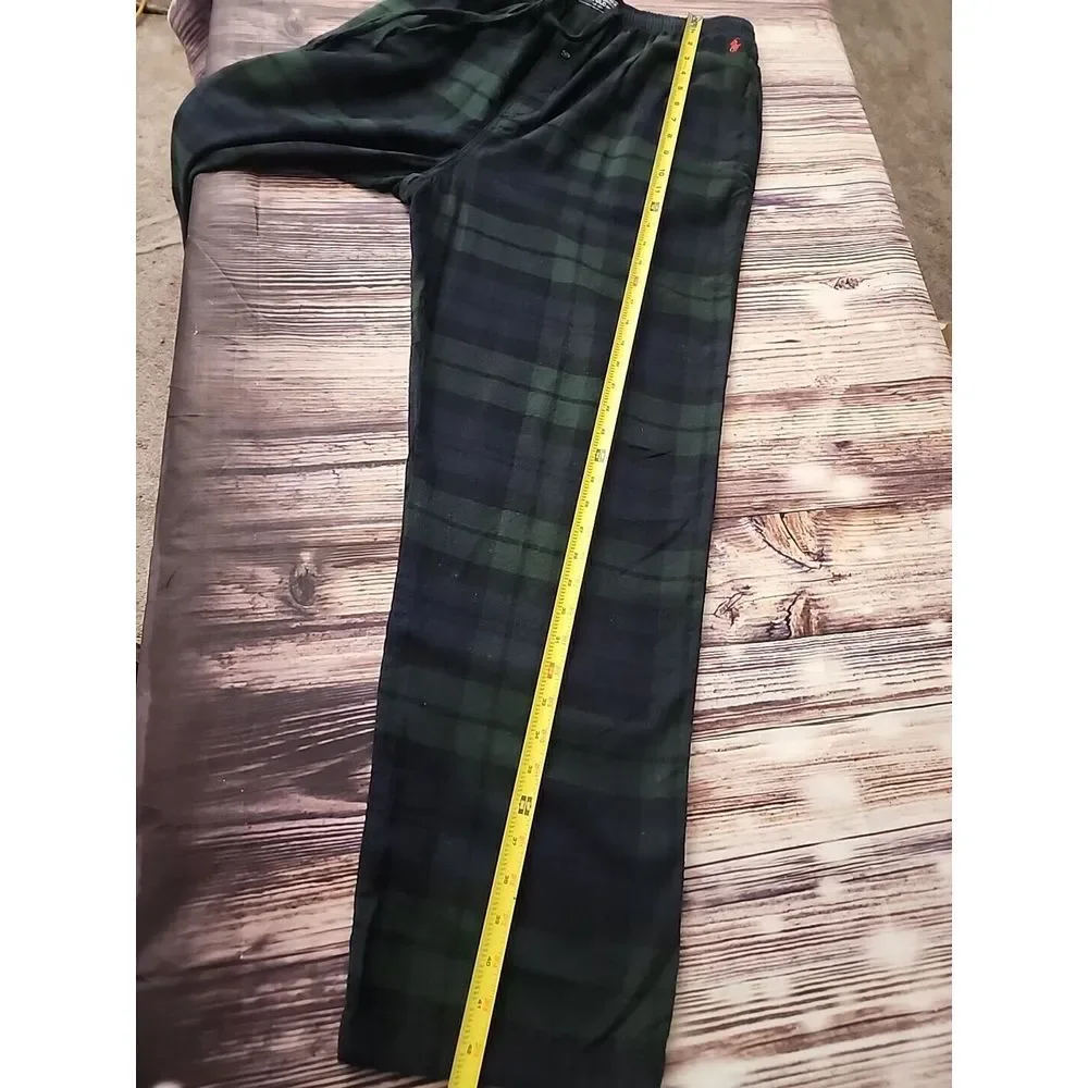 Polo Ralph Lauren Flannel Pajama Lounge Pants  Drawstring  XL Green Blue Pony‎
